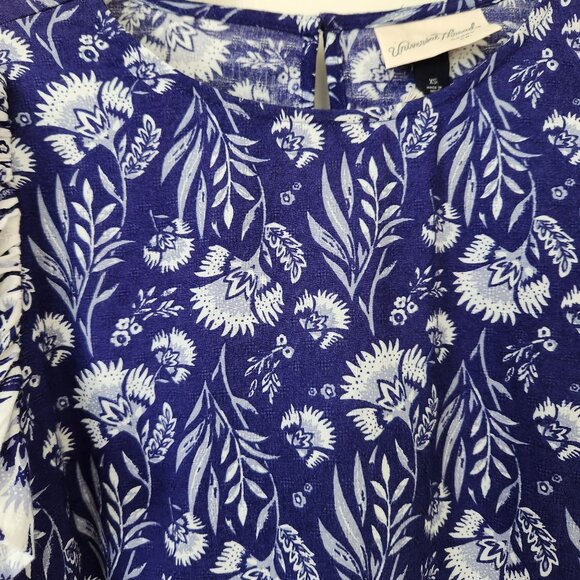 Boho Floral Peplum Top Ruffled Cottage Core Blue Prairie Feminine Romantic XS - Picture 5 of 12